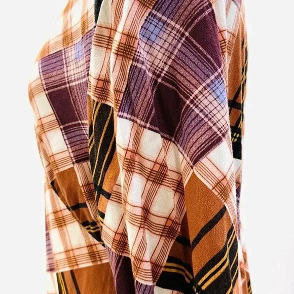 NWT SO GOODS FOR LIFE Junior Long Sleeve Pullover Plaid Brown V-Neck Dress Large - Picture 3 of 12